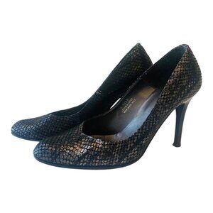 Carisma Made In Italy Pewter/gunmetal snake print leather Stiletto Pumps Size 6